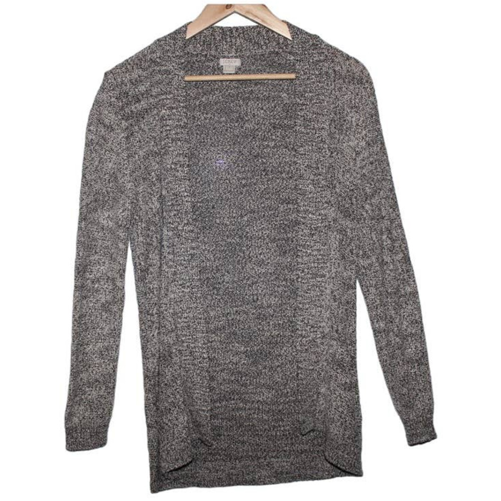 Womens J. Crew Marled Open Front Cardigan Gray Black Cotton Sweater Size Small S